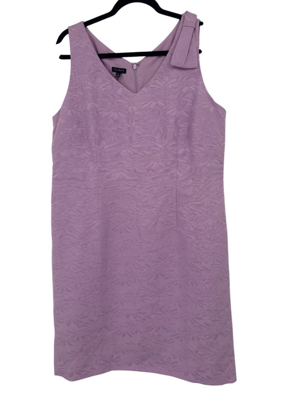 Talbots Womens Sleeveless Lilac Matelassé Bow Detail Shift Dress Size 14 new $15